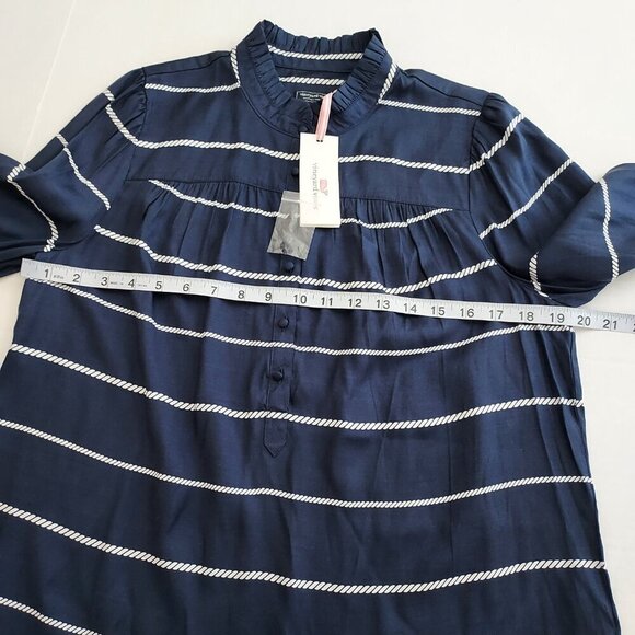 Vineyard Vines Silk Blend Twill Ruffle Collar Long Sleeve Blouse Size Medium - Picture 9 of 11